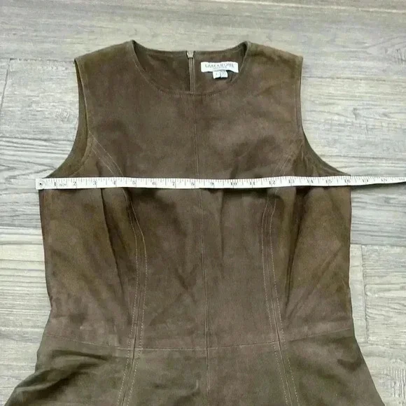 Lamarque | Brown Cowgirl 100% Leather Suede Dress with Cutout Designs Size 2 - Picture 7 of 14